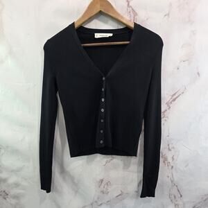 Everlane Sweater Womens XS Black Cardigan Viscose Knit Nylon Lightweight Office